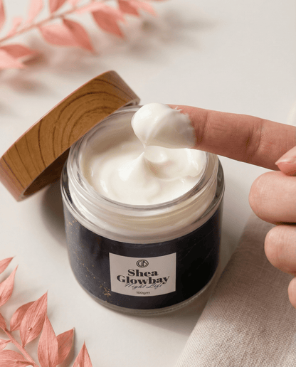 Shea Butter Night Cream finger scoop texture - Glowbay